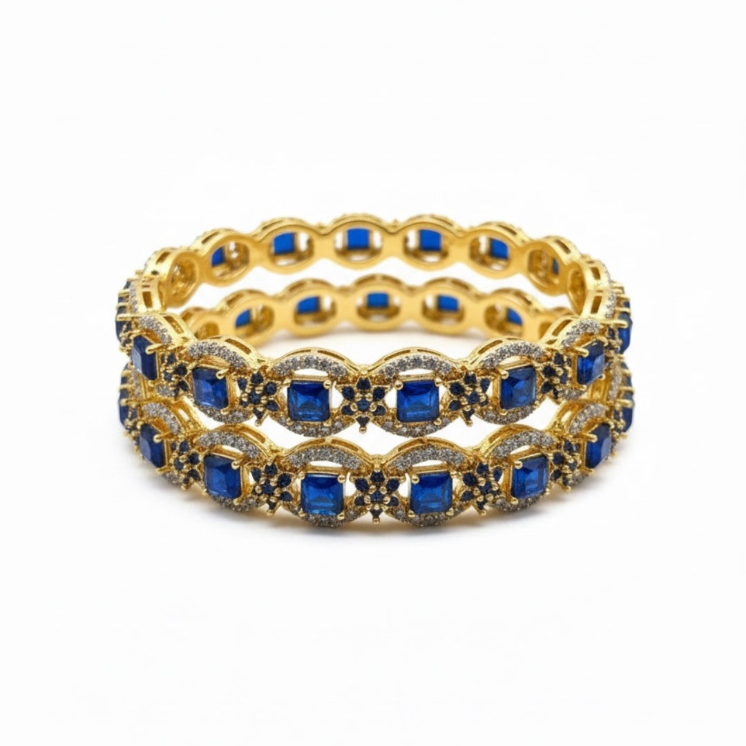 Premium Turkish Gold-Plated Zarqoon Bangles (2 Pcs) – Also Available in Blue