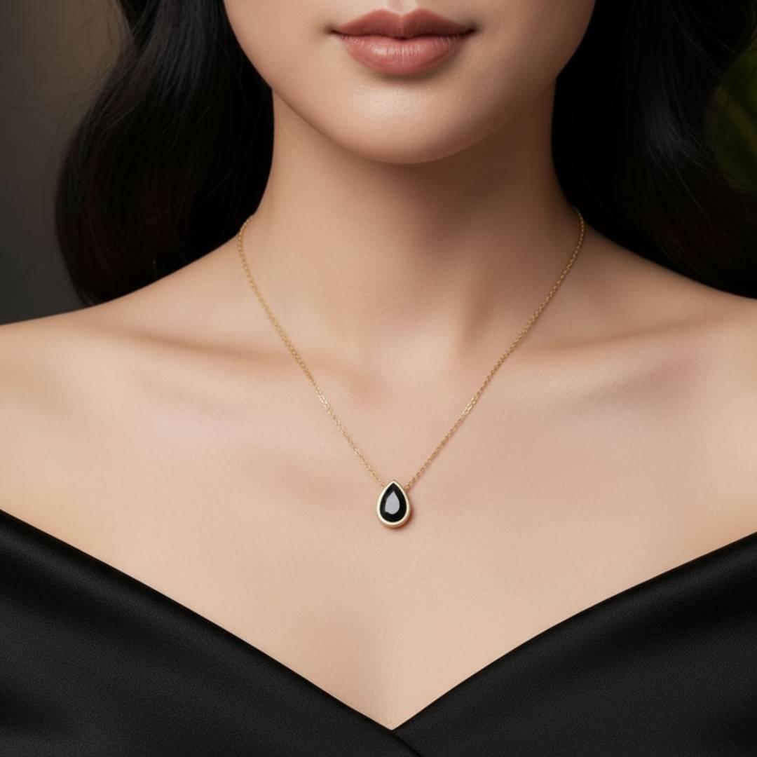 Premium Black Stone Pendant Necklace