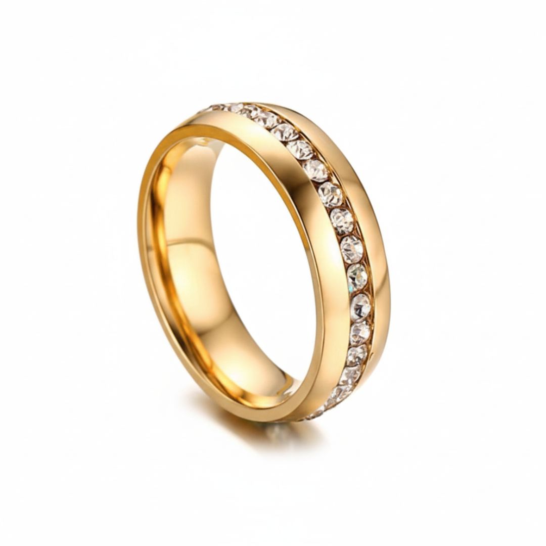 Golden Zircon Line Band Ring