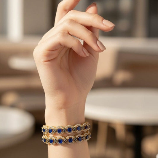 Premium Turkish Gold-Plated Zarqoon Bangles (2 Pcs) – Also Available in Blue