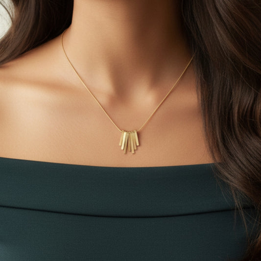 Premium Gold Plated Bar Pendant Necklace