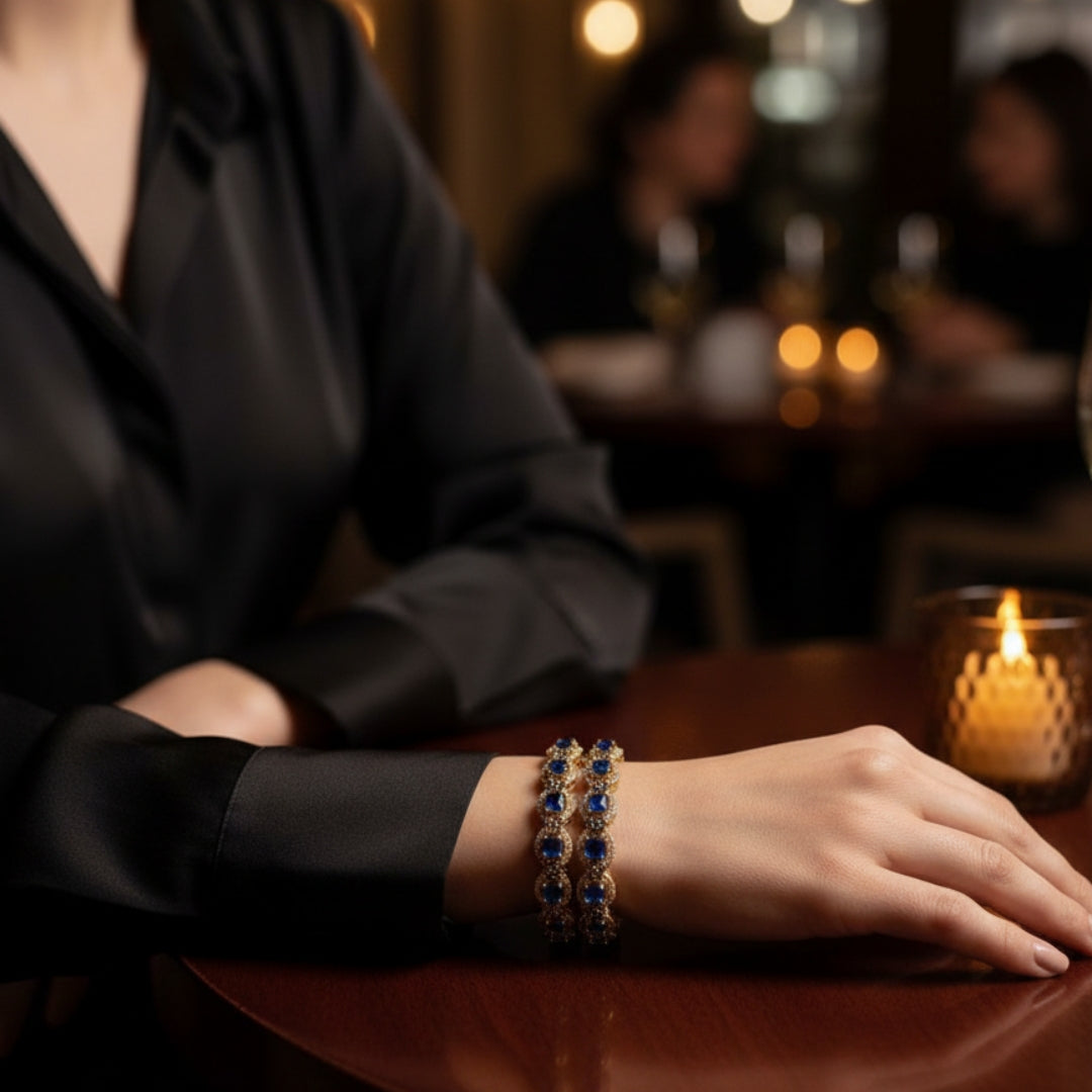Premium Turkish Gold-Plated Zarqoon Bangles (2 Pcs) – Also Available in Blue