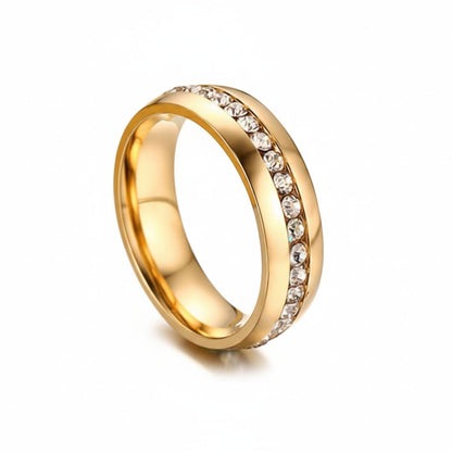 Golden Zircon Line Band Ring