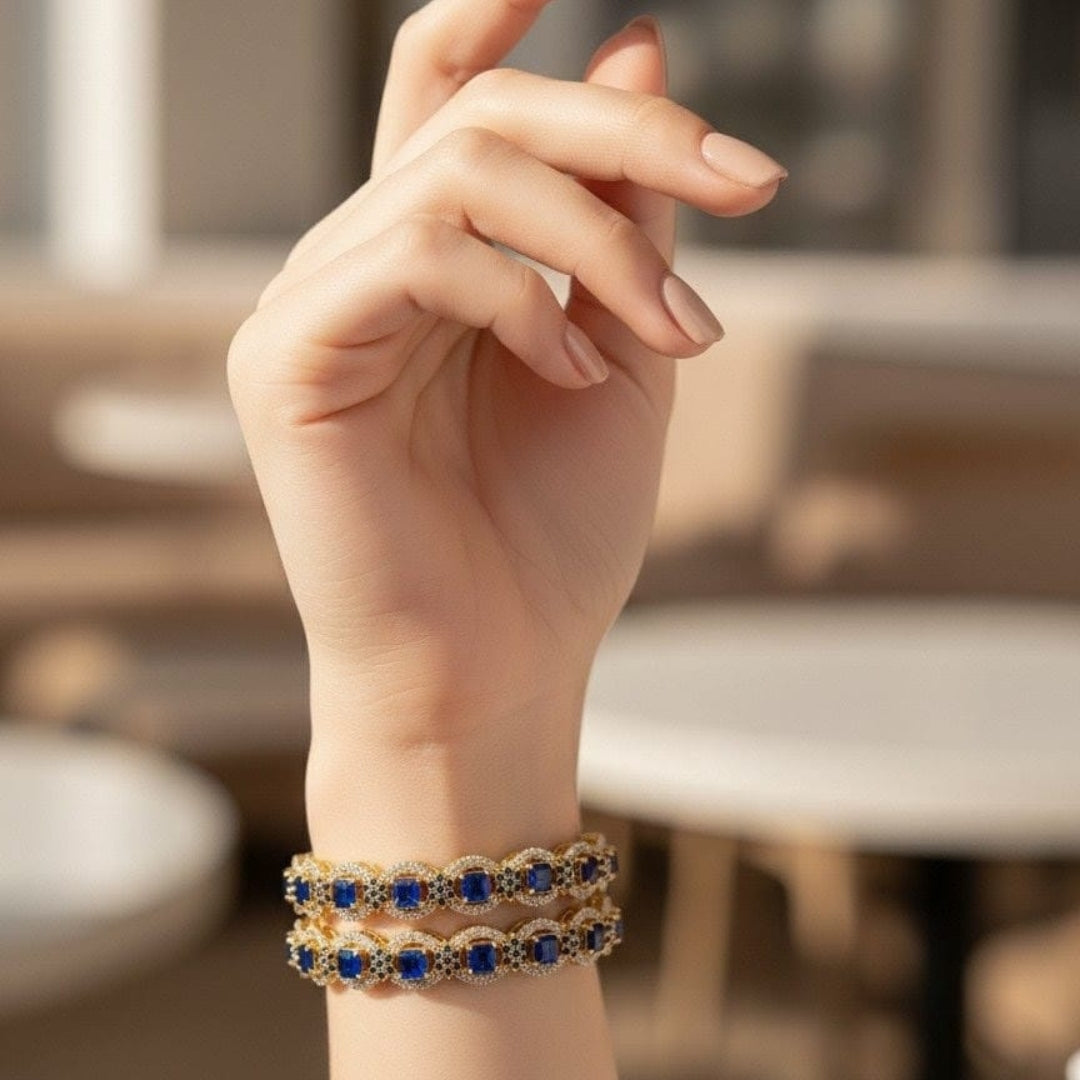Premium Turkish Gold-Plated Zarqoon Bangles (2 Pcs) – Also Available in Blue