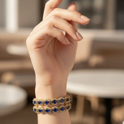 Premium Turkish Gold-Plated Zarqoon Bangles (2 Pcs) – Also Available in Blue