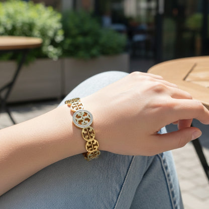 Premium Gold-Plated Heart Hand Cuff – Adjustable