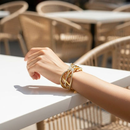 Premium Gold-Plated Hand Cuff – Adjustable