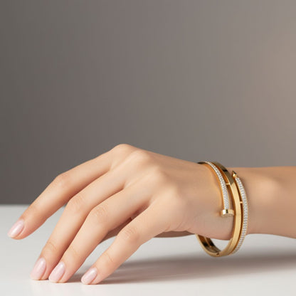 Premium Gold-Plated Heart Hand Cuff – Adjustable