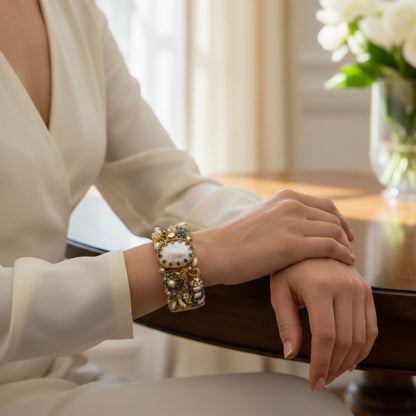 Turkish Zarcon Hand Cuff – Royal Blue & Gold