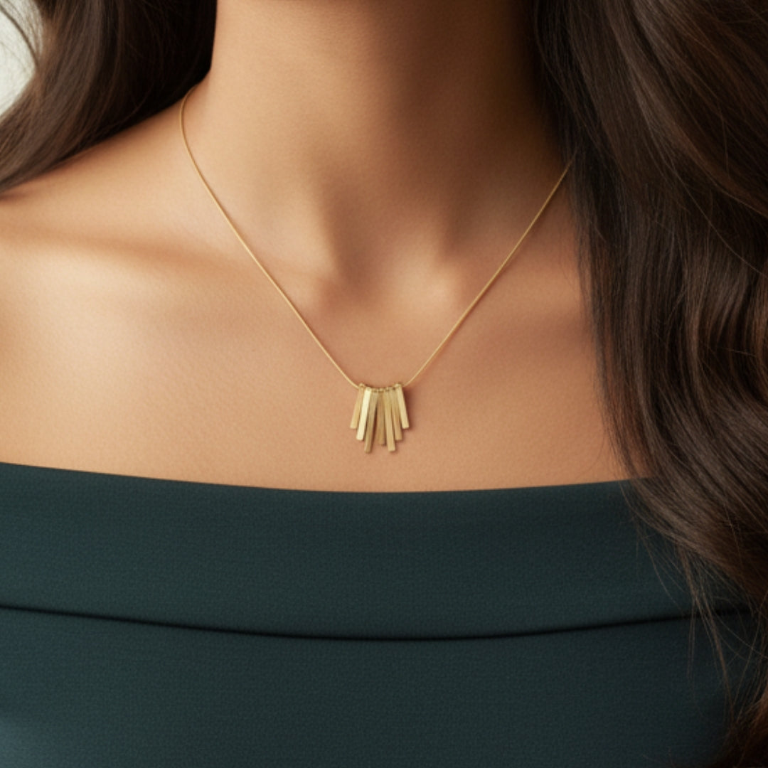 Minimalist Bar Pendant Gold-Tone Necklace