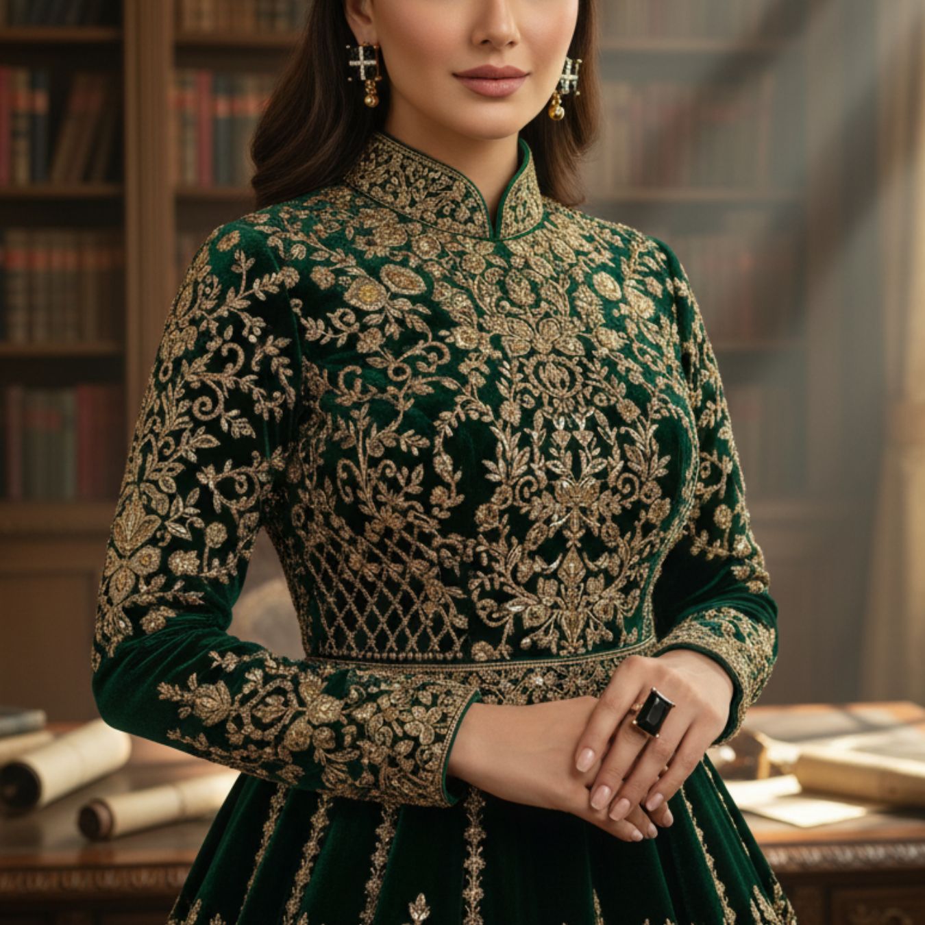 3-Piece Square Shape Black Crystal Jewellery Set with 2 Earrings and 1 Ring