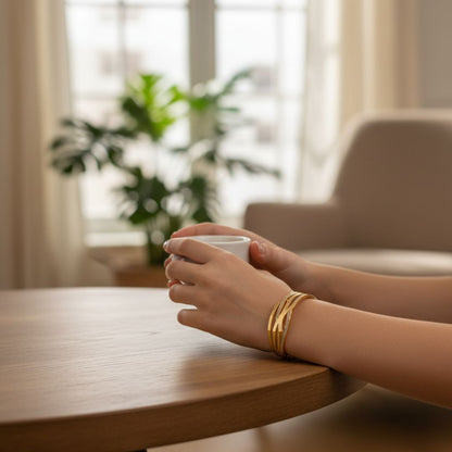 Premium Gold-Plated Heart Hand Cuff – Adjustable