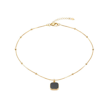 Premium Black Stone Square Pendant Necklace