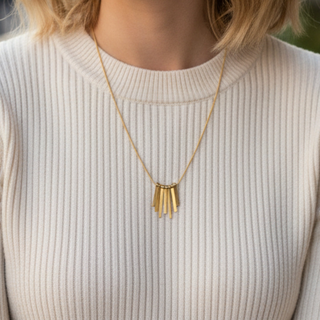 Minimalist Bar Pendant Gold-Tone Necklace