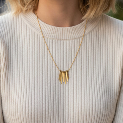 Minimalist Bar Pendant Gold-Tone Necklace