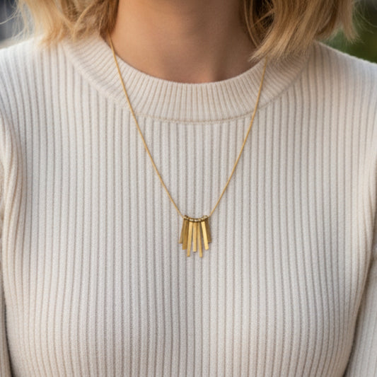 Minimalist Bar Pendant Gold-Tone Necklace