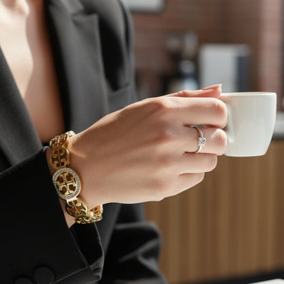 Premium Gold-Plated Heart Hand Cuff – Adjustable