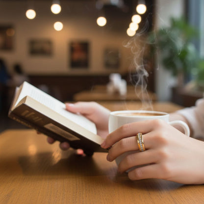 Golden Zircon Line Band Ring