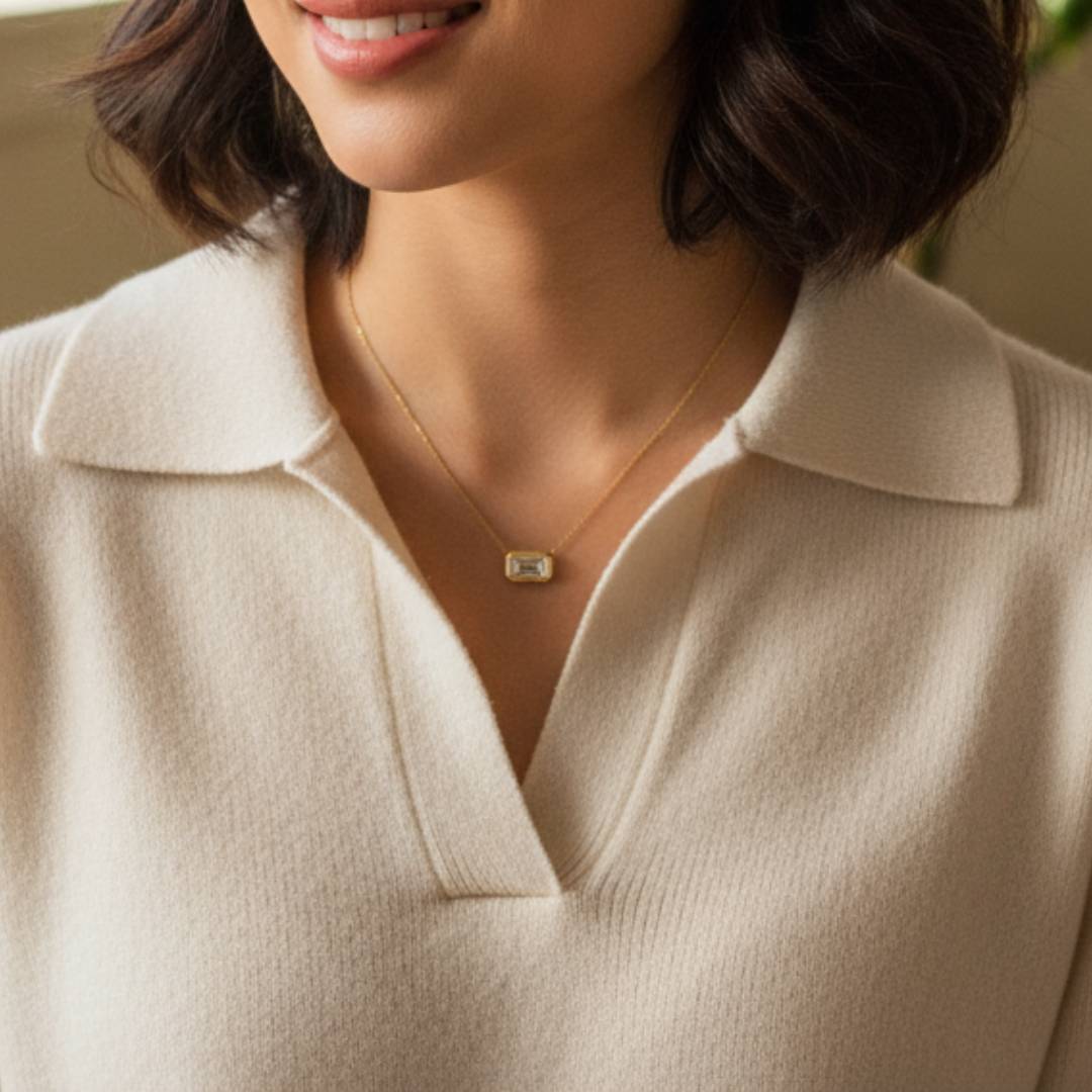 Premium White Stone Pendant Necklace